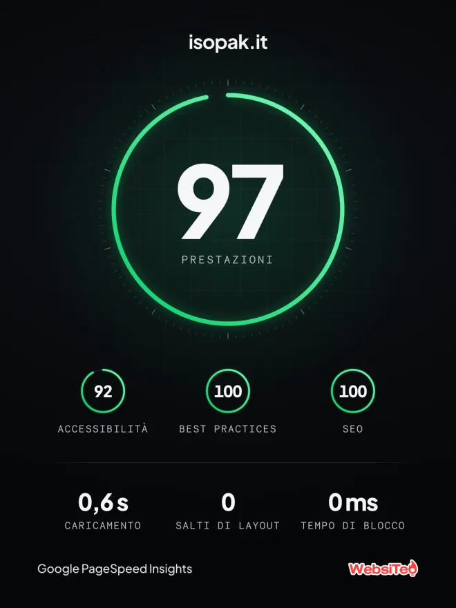 Le prestazioni di isopak.it: 97 su 100